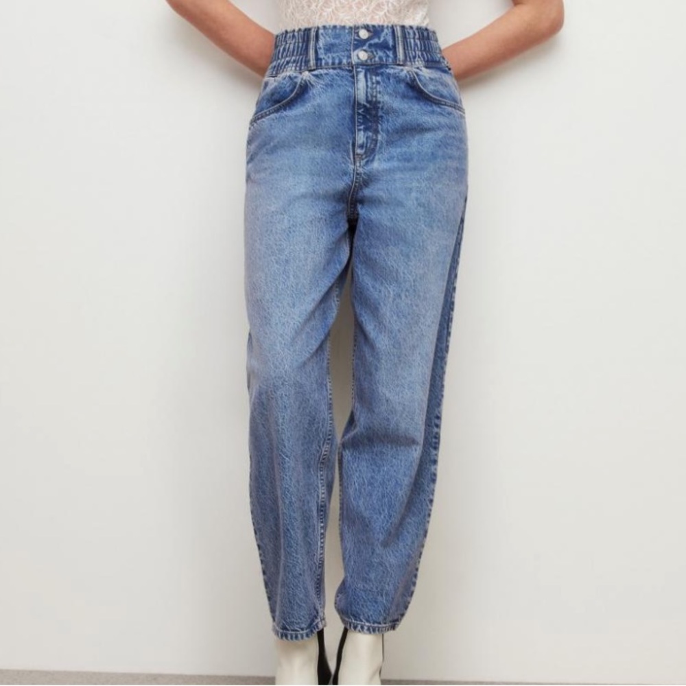 ALLSAINTS Hailey High Rise Straight Leg Jeans in Tinted Indigo, Size US 8